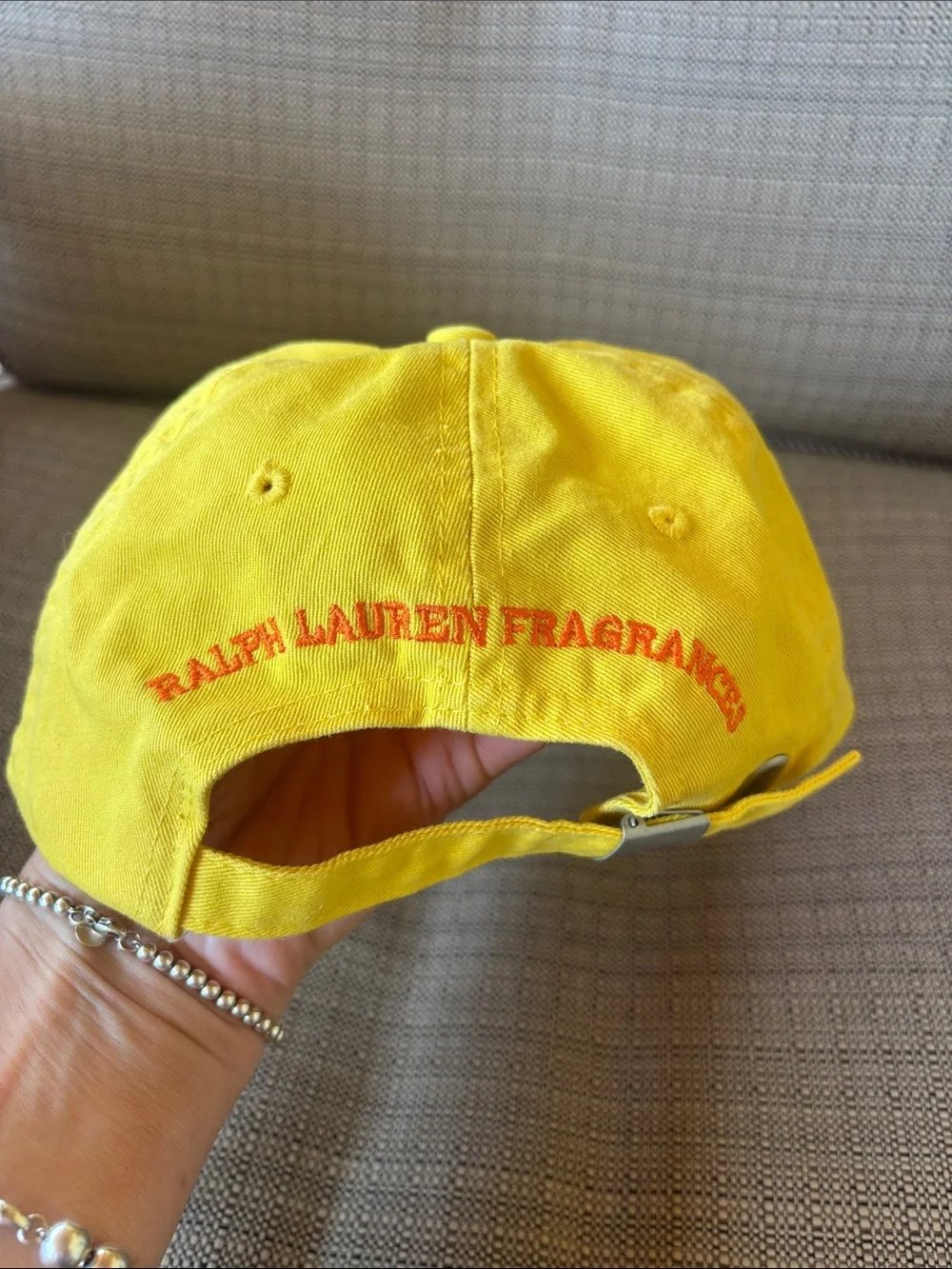 Ralph Lauren Bright Yellow Cap with Blue Polo Emblem